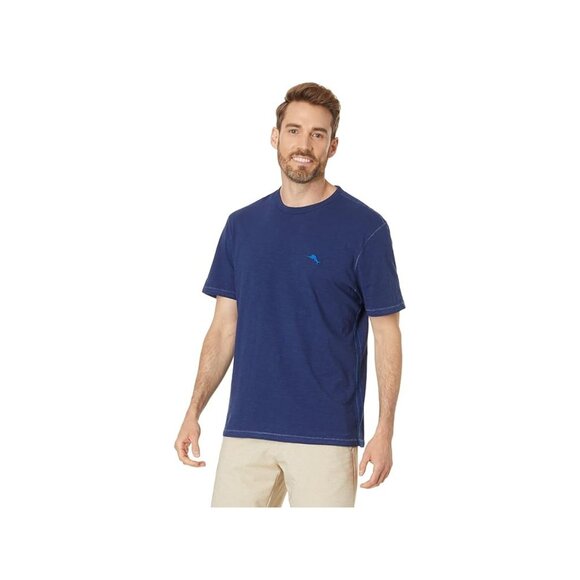 Tommy Bahama Mens Red White & Marlin Short Sleeve Lux T-Shirt Island Navy Small - Picture 2 of 4